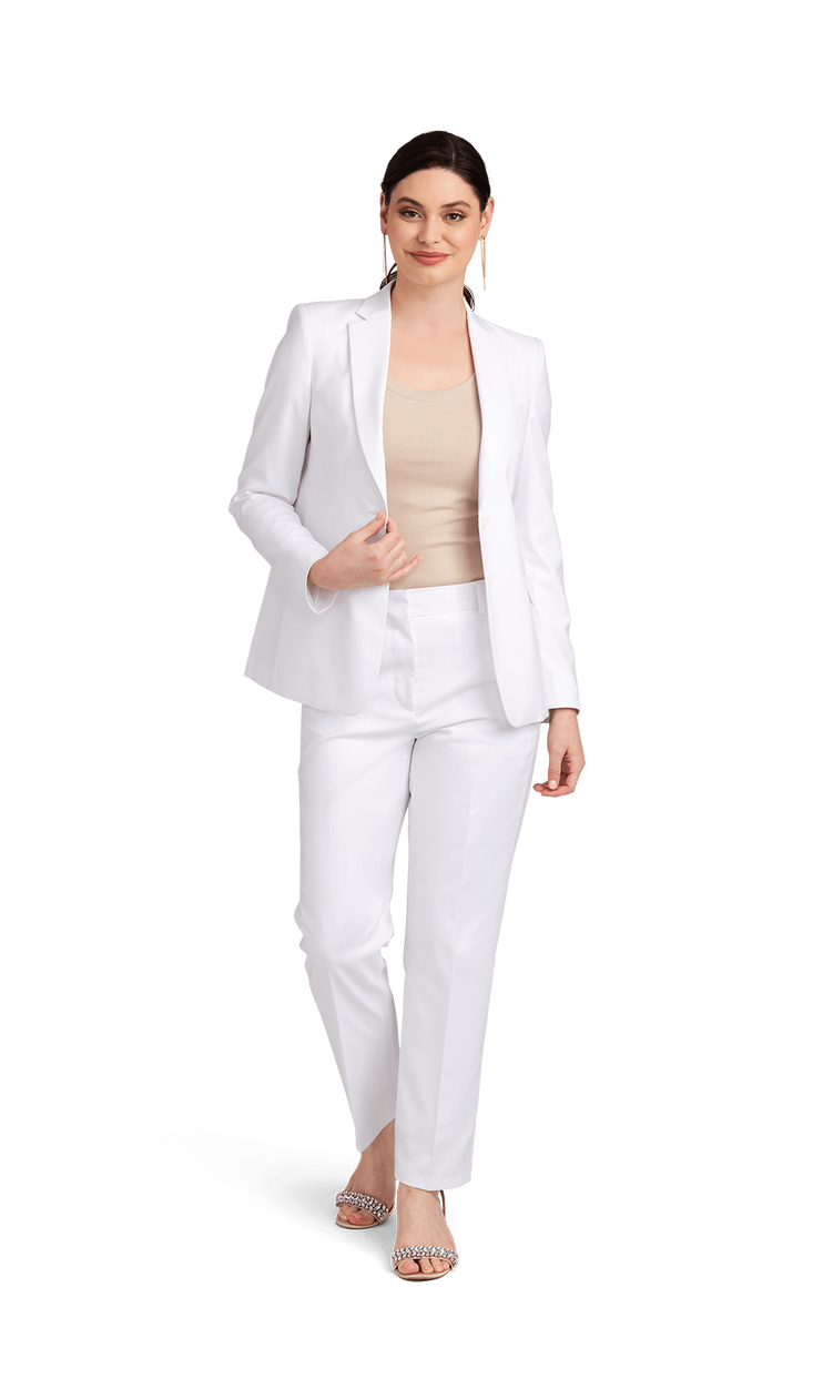 Women's White Stretch Suit Separates Pants, , large